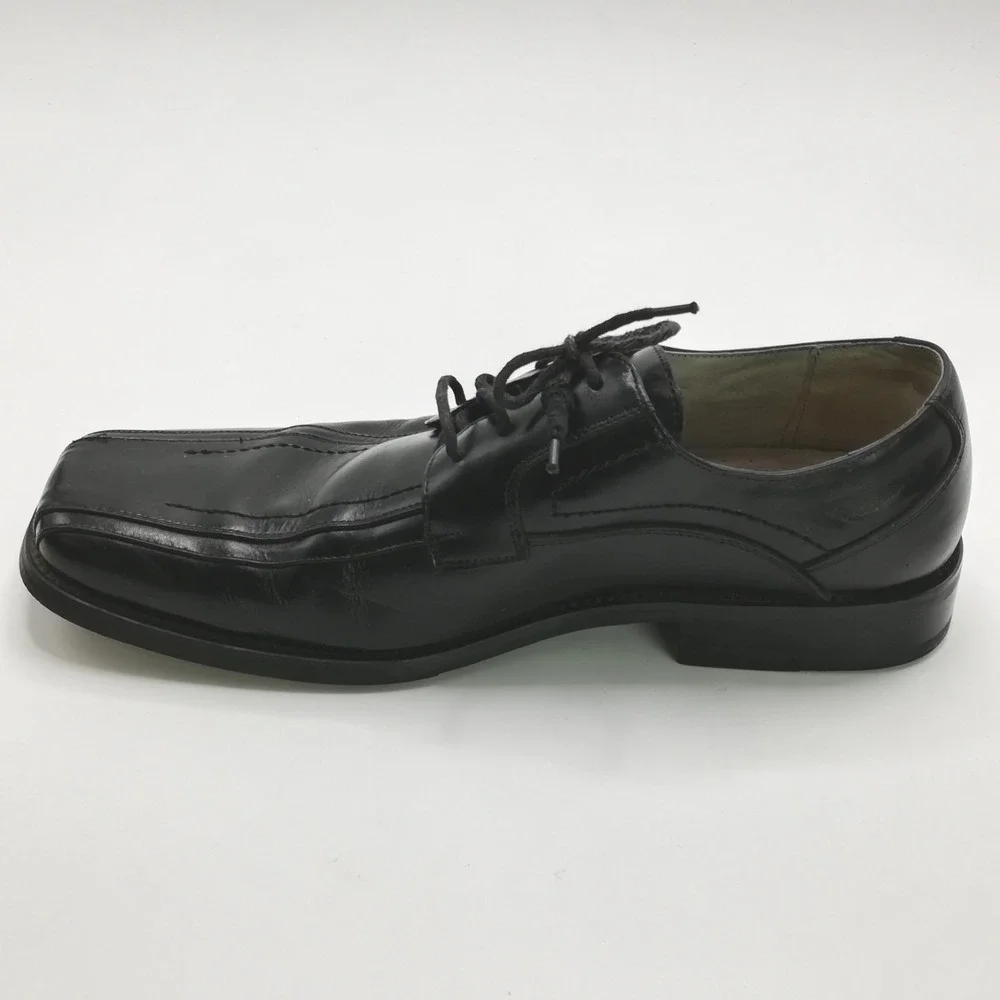 Stacy Adams Shoes Mens Oxford Dress Black Leather Lace Up Square Toe Wide 10.5W